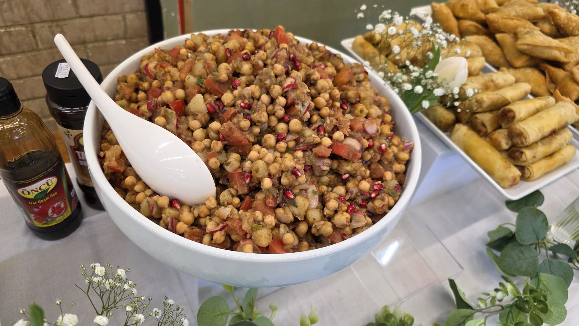 Samosas and spring rolls prepared for Eid celebration