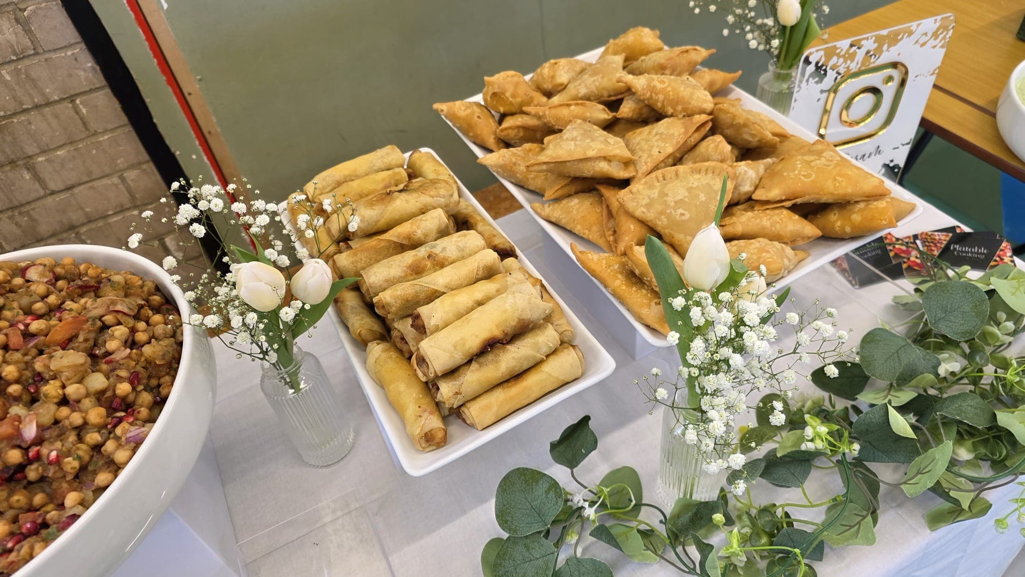 Chickpea salad and savoury pastries at our Eid celebration